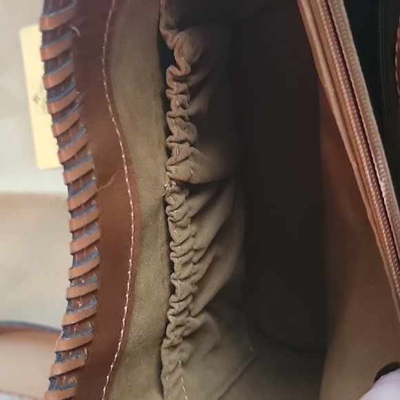 Patricia Nash Leather Cut Out Tooled Ninetta Tote Bucket Hobo Bag Tan - Picture 12 of 13